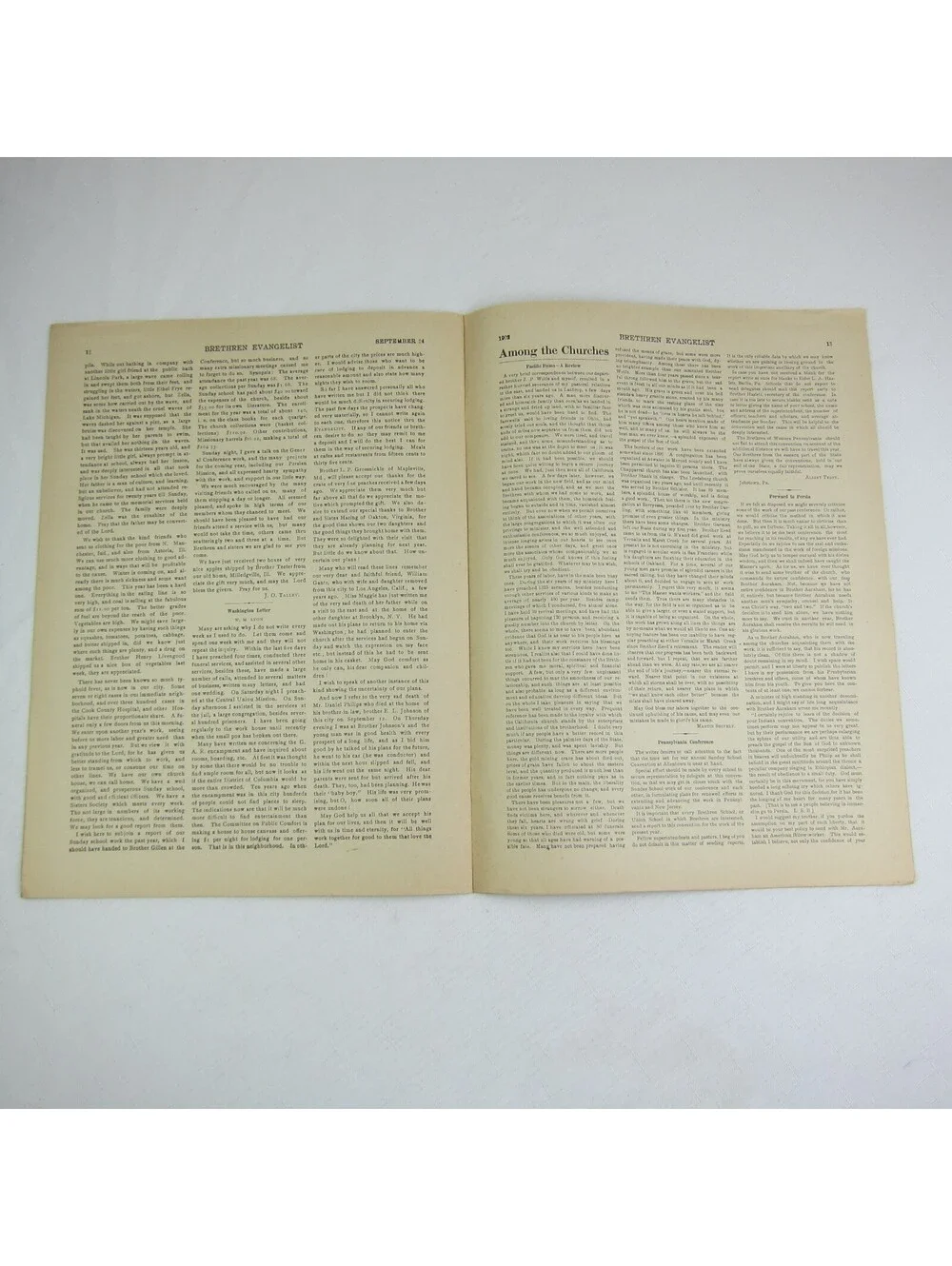 Brethren Evangelist Christian Newspaper Ashland Ohio Antique September 24th 1902